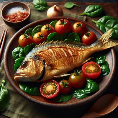 Image of Sauteed Snapper with Plum Tomatoes and Spinach