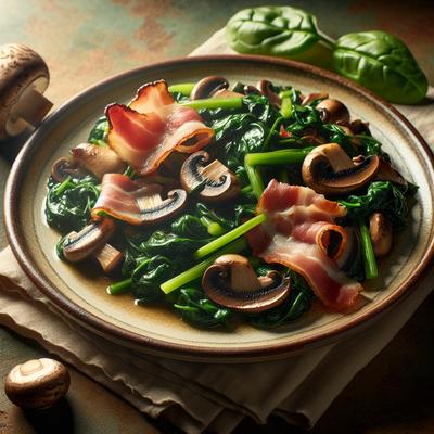 Image of Sauteed Spinach Mushrooms and Pancetta