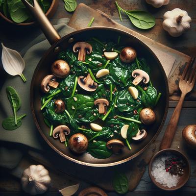 Image of Sauteed Spinach with Mushrooms and Garlic