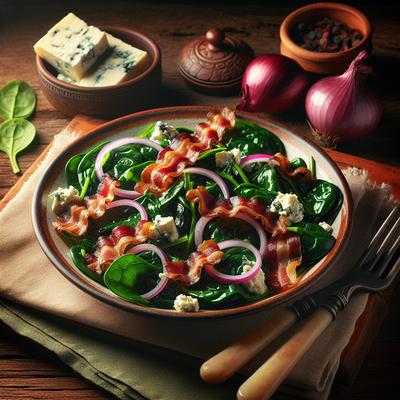 Image of Sauteed Spinach with Red Onion Bacon Blue Cheese