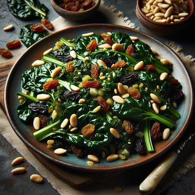 Image of Sauteed Swiss Chard with Raisins and Pine Nuts