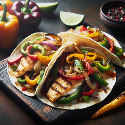 Image of Sauteed Tilapia Tacos with Grilled Peppers and Onions