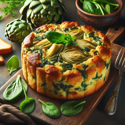Image of Savory Artichoke and Spinach Bread Pudding