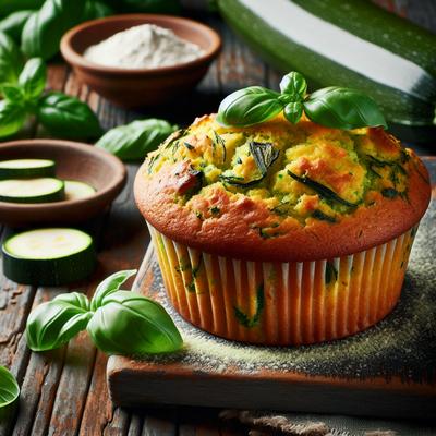 Image of Savory Basil Zucchini Muffins