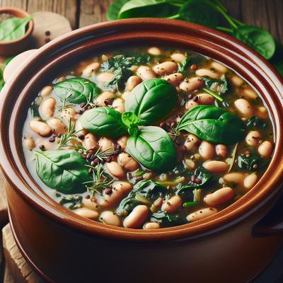 Image of Savory Bean and Spinach Soup Crock Pot