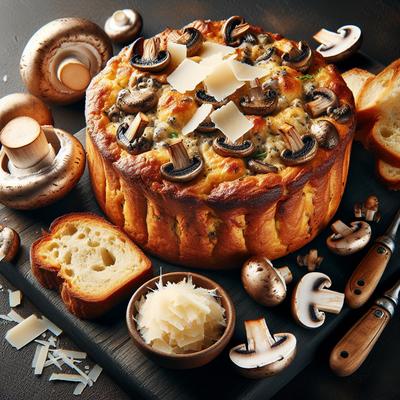 Image of Savory Bread Pudding with Mushrooms and Parmesan Cheese