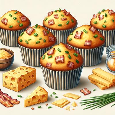 Image of Savory Cheese Muffins with Bacon and Chives