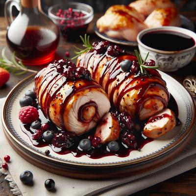Image of Savory Chicken Bundles with Balsamic Berry Sauce