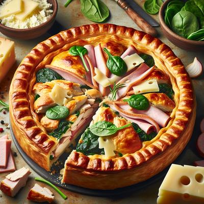 Image of Savory Chicken Pie W Ham Spinach and Swiss