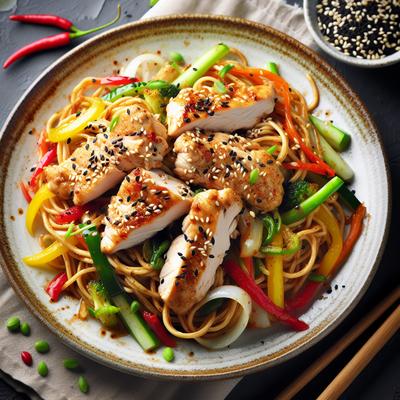 Image of Savory Chicken with Asian Noodles