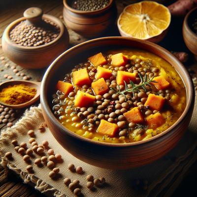 Image of Savory Golden Lentil and Sweet Potato Soup