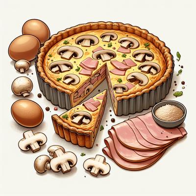 Image of Savory Ham and Mushroom Quiche