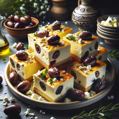 Image of Savory Kalamata Cheesecake Squares