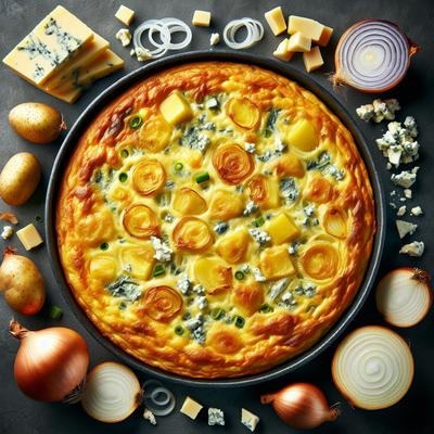 Image of Savory Onion Potato and Blue Cheese Frittata