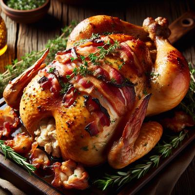Image of Savory Roast Chicken with Bacon Ranch Stuffing