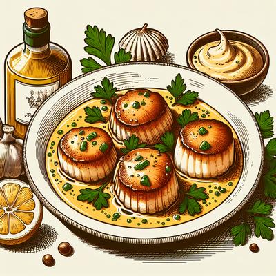 Image of Savory Sea Scallops in White Wine Sauce