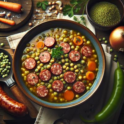 Image of Savory Split Pea and Sausage Soup