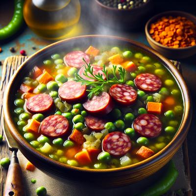 Image of Savory Split Pea Soup with Smoked Sausage