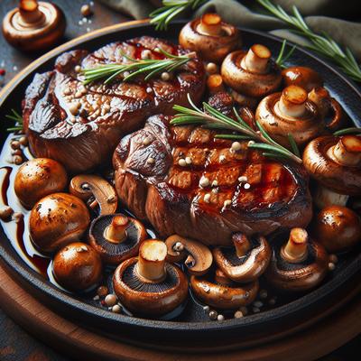 Image of Savory Steaks and Mushrooms
