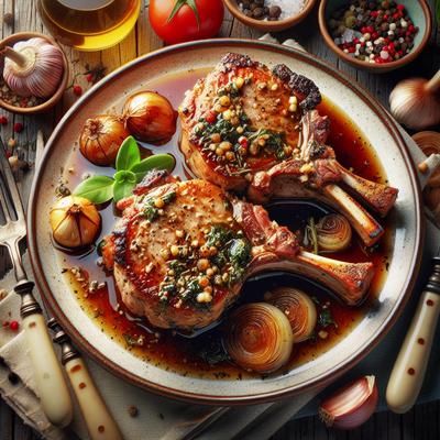 Image of Savory Stuffed Pork Chops Au Jus