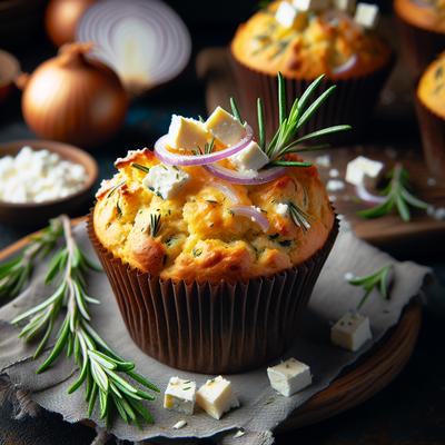 Image of Savoury Muffins with Feta Cheese Onion and Rosemary