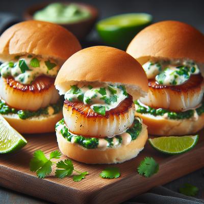 Image of Scallop Burger Sliders with a Cilantro Lime Mayo