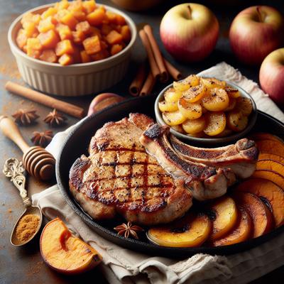 Image of Scalloped Apples Pork Chops and Sweet Potatoes