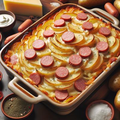 Image of Scalloped Potato and Hot Dog Casserole
