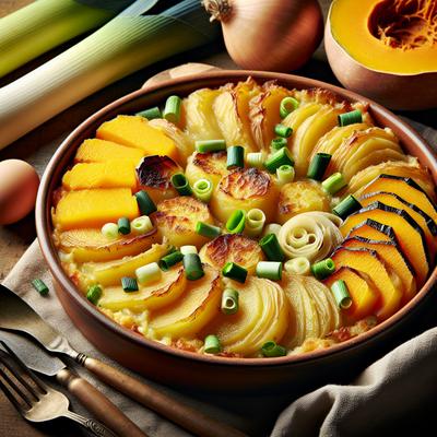 Image of Scalloped Potatoes and Butternut Squash with Leeks