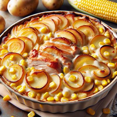 Image of Scalloped Potatoes Corn and Pork Chop Casserole