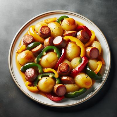Image of Scalloped Potatoes with Sausage and Peppers