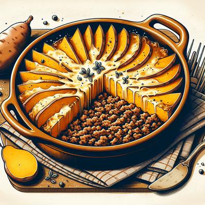 Image of Scalloped Sweet Potatoes with Ground Beef