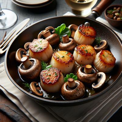 Image of Scallops and Mushrooms Pan Seared