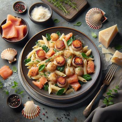 Image of Scallops and Smoked Salmon Pasta