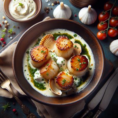 Image of Scallops in Creamy Herb Sauce
