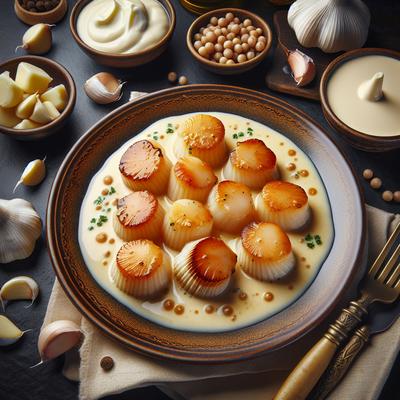 Image of Scallops in Garlic Cream Sauce