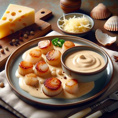 Image of Scallops in Swiss Cheese Sauce