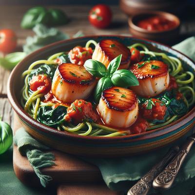 Image of Scallops Marinara with Spinach Linguine