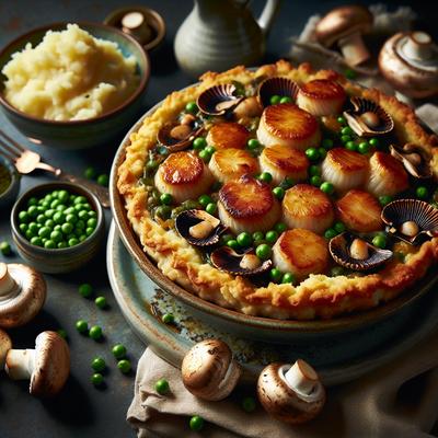 Image of Scallops Mushroom Pea Pie with Colcannon Topping