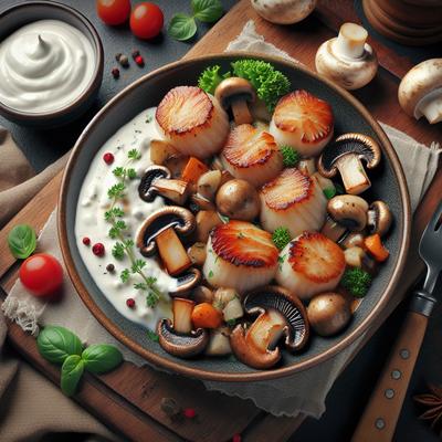 Image of Scallops Mushrooms in Sour Cream