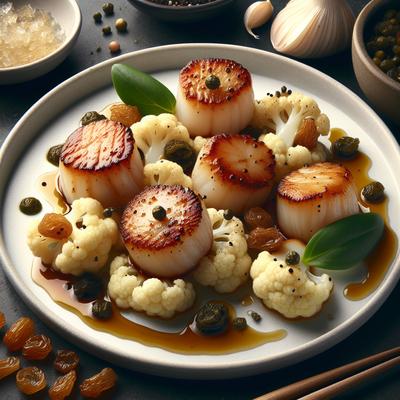 Image of Scallops W Caramelized Cauliflower Caper Raisin Emulsion