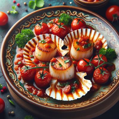Image of Scallops with Fresh Tomato Sauce
