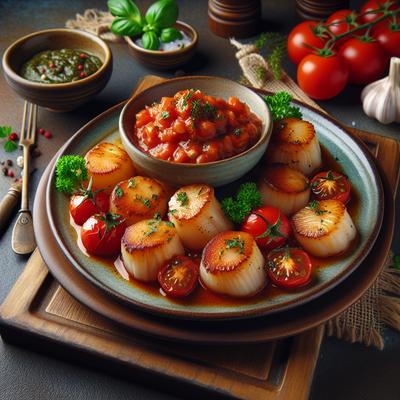 Image of Scallops with Herbed Raw Tomato Sauce