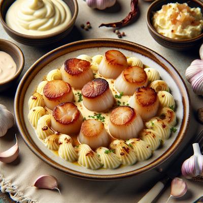Image of Scallops with Roasted Garlic Cream