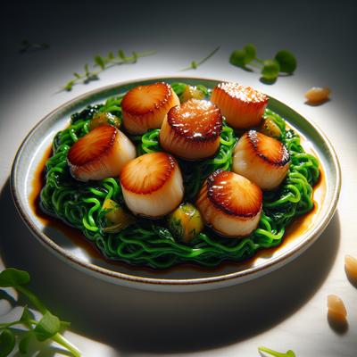 Image of Scallops with Spinach Noodles
