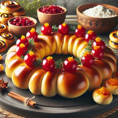 Image of Scandinavian Saint Lucia Wreath and Buns Sahramileipa Saffrans
