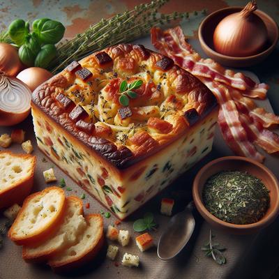 Image of Scarborough Fair Savoury Bacon Onion and Herb Bread Pudding