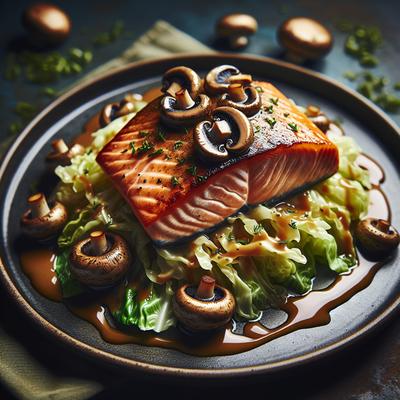 Image of Scottish Salmon on Cabbage with Mushroom Vinaigrette