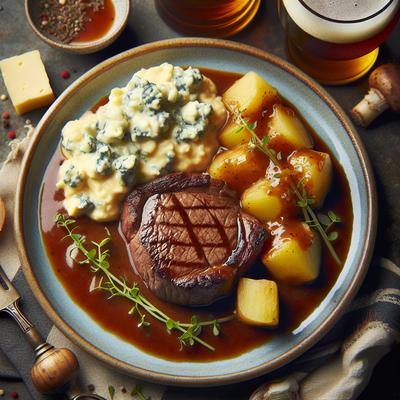 Image of Scottish Steak and Ale Over Bleu Cheese Potatoes