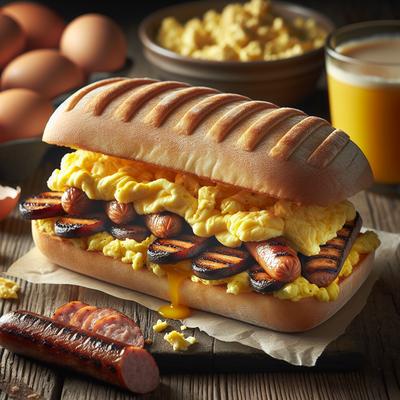 Image of Scrambled Egg and Breakfast Sausage Panini